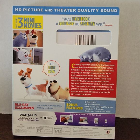 BLU-RAY/DVD The Secret Life Of Pets + 3 Mini Movies w/outter sleeve - Picture 2 of 3